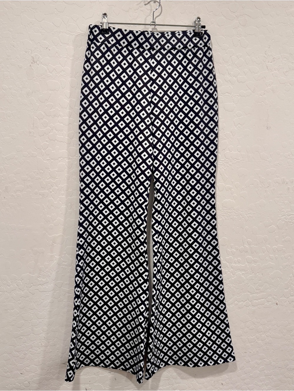 NWT Commense Black White Geometric Flare Pants Womens Medium Retro